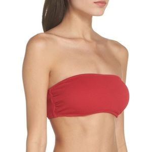 WORN ONCE Red strapless & highwaisted Leith bikini